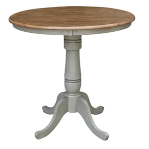 36&quot Round Wood Distressed Hickory/Stone Table-Counter Height