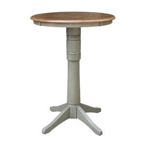 International Concepts 30&quot Round Wood Distressed Hickory/Stone Table-Bar Height
