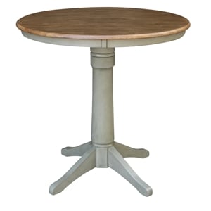 36&quot Round Solid Wood Distressed Hickory/Stone Table-Counter Height