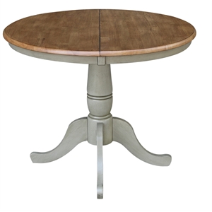 36&quot Round Solid Wood Distressed Hickory/Stone Table With 12&quot Leaf-Dining Height