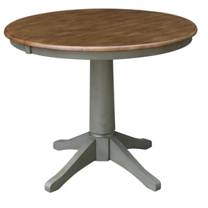 36&quot Round Wood Distressed Hickory/Stone Table With 12&quot Leaf-Dining Height