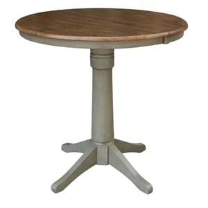 36&quot Round Wood Distressed Hickory/Stone Table With 12&quot Leaf-Counter Height