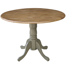 42&quot Round Solid Wood Distressed Hickory/Stone Drop Leaf Table
