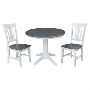 International Concepts 36&quot Solid Wood Table With 2 San Remo Chairs in White/Gray