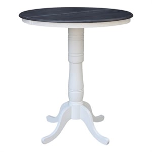 36&quot Bar Height Wood Table With 12&quot Leaf in White/Heather Gray