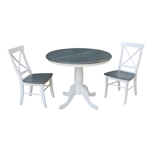 International Concepts 36&quot Round Extension Dining Table With 2 Chairs