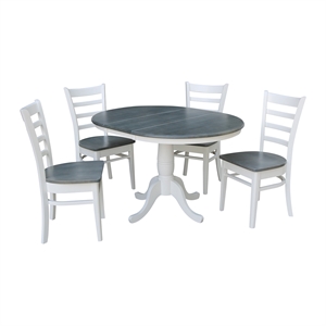 International Concepts 36&quot Solid Wood Extension Dining Table With 4 Chairs