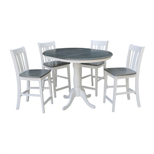 International Concepts 36&quot Extension Dining Table and 4 Stools in White/Gray