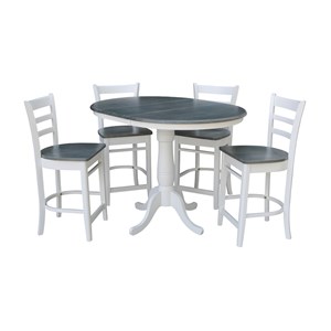 International Concepts 36&quot Solid Wood Extension Dining Table With 4 Stools