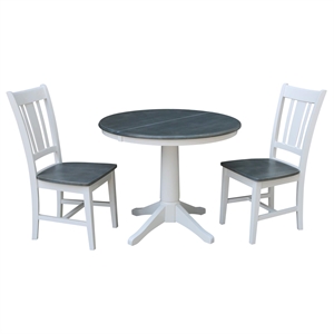 International Concepts 36&quot Solid Wood Extension Dining Table With 2 Chairs