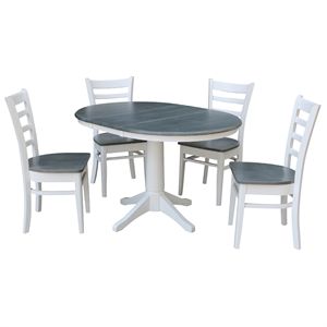 International Concepts 36&quot Solid Wood Extension Dining Table With 4 Chairs