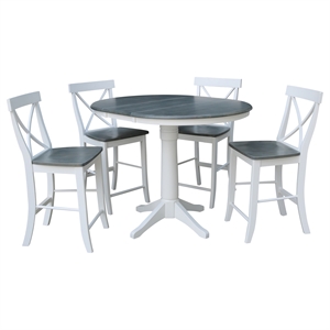 International Concepts 36&quot Solid Wood Extension Dining Table With 4 Stools