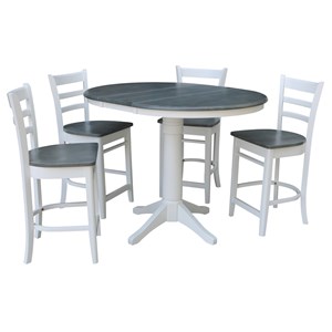 International Concepts 36&quot Solid Wood Extension Dining Table With Stools