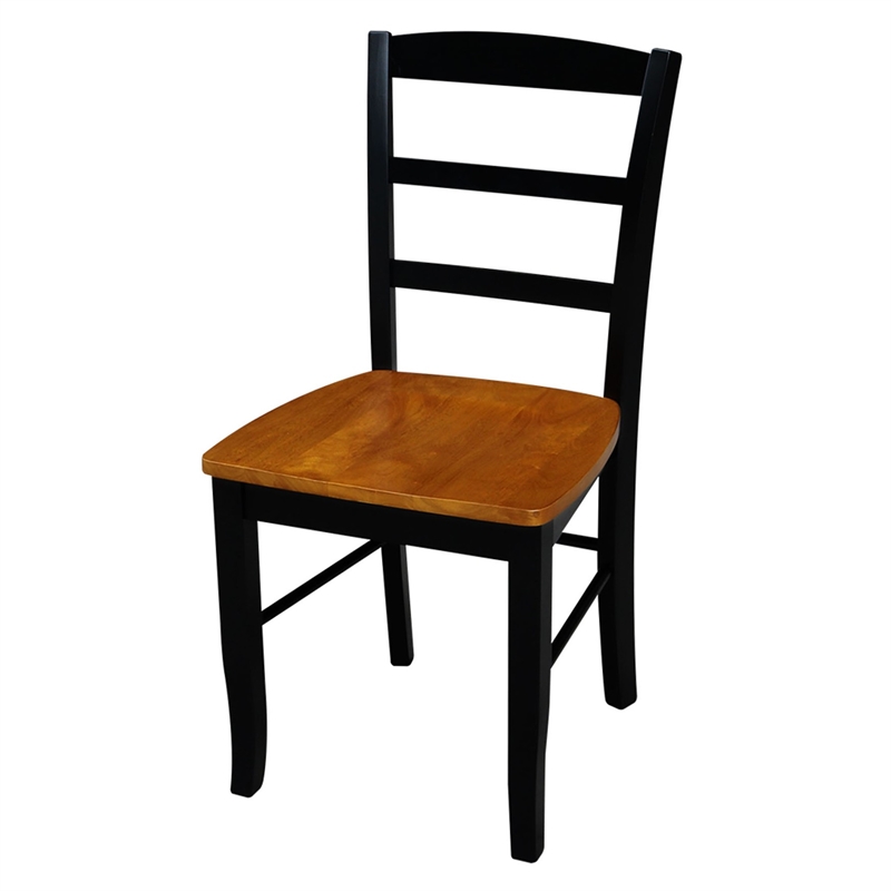 International Concepts Madrid Solid Wood Ladderback Chair in Black (Set of 2)