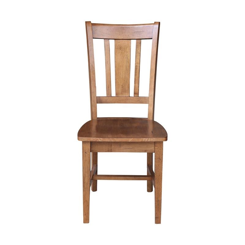 Set of Two Solid Wood San Remo Splatback Chair Distressed Oak