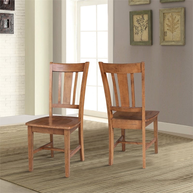 Set of Two Solid Wood San Remo Splatback Chair Distressed Oak