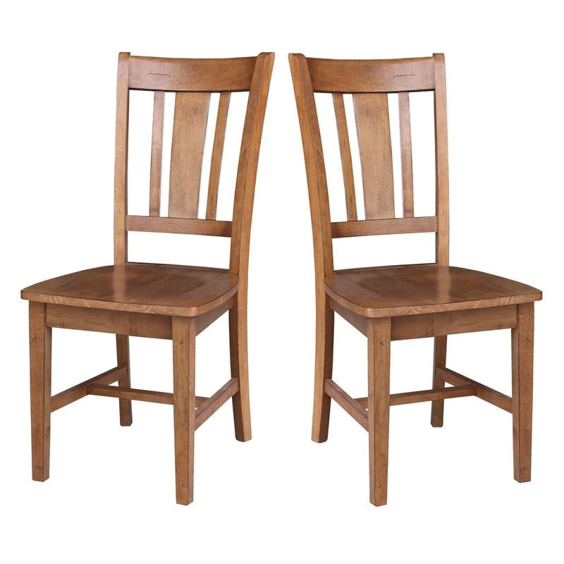 Set of Two Solid Wood San Remo Splatback Chair Distressed Oak