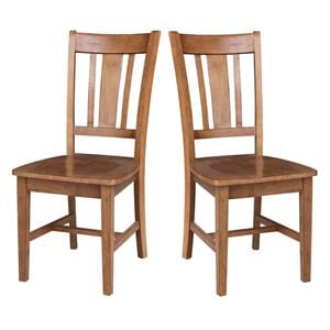 Set of Two Solid Wood San Remo Splatback Chair Distressed Oak