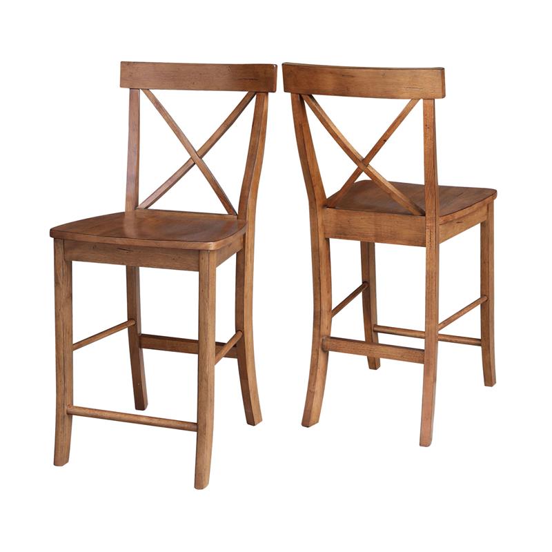 Solid Wood X-Back Counter Height Stool - 24