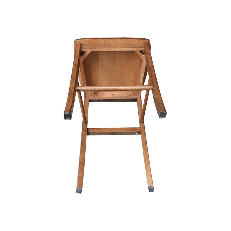 Solid Wood X Back Bar Height Stool 30 Inches High in Distressed