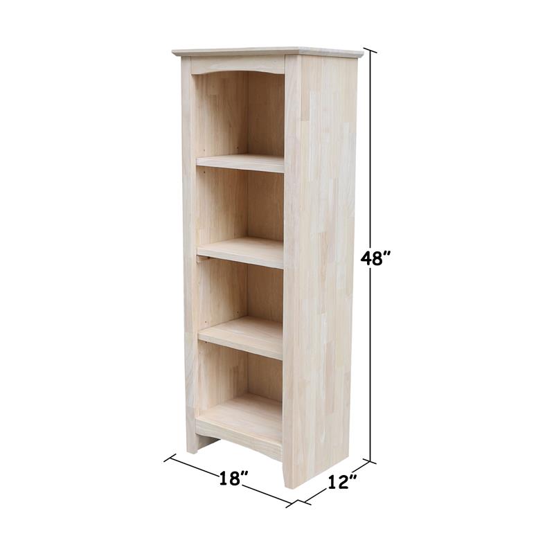 Solid Wood 48 Inch High Shaker Bookcase, 48 Inch Tall Bookcase With Doors