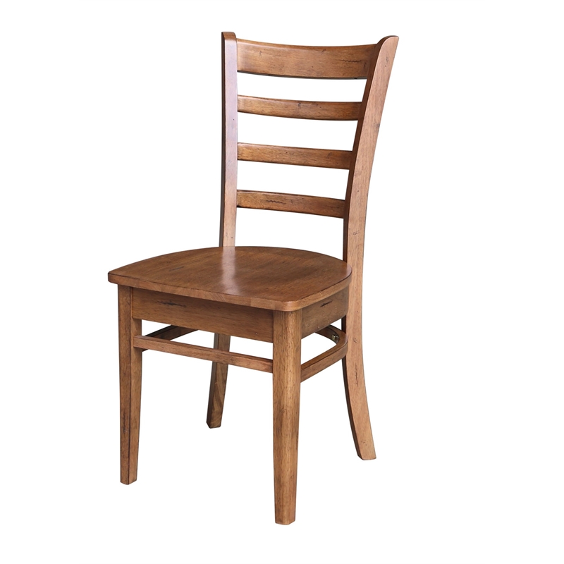 International Concepts Set of Two Solid Wood Emily Side Chairs Distressed Oak