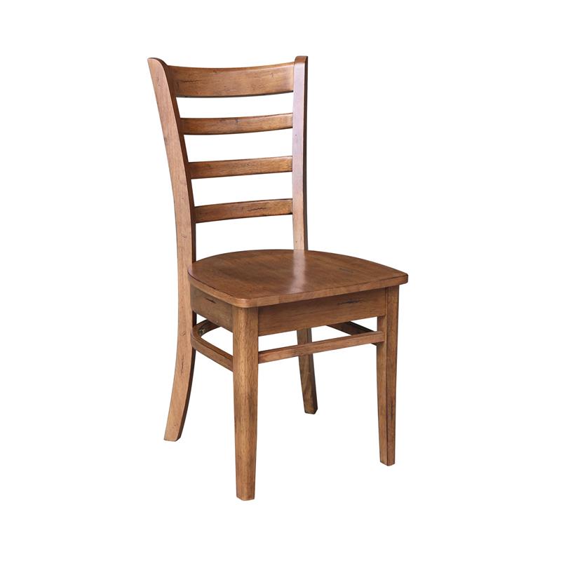 International Concepts Set of Two Solid Wood Emily Side Chairs Distressed Oak