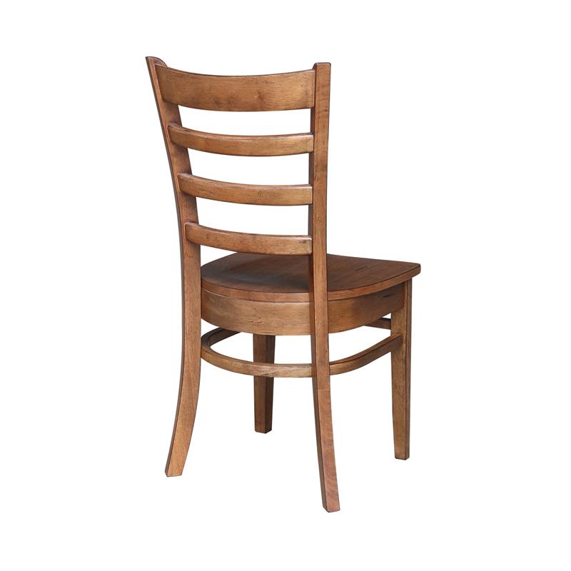 International Concepts Set of Two Solid Wood Emily Side Chairs Distressed Oak