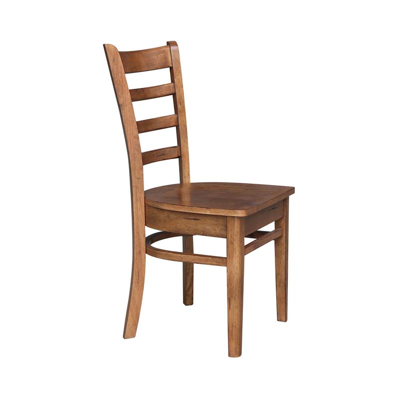 International Concepts Set of Two Solid Wood Emily Side Chairs Distressed Oak