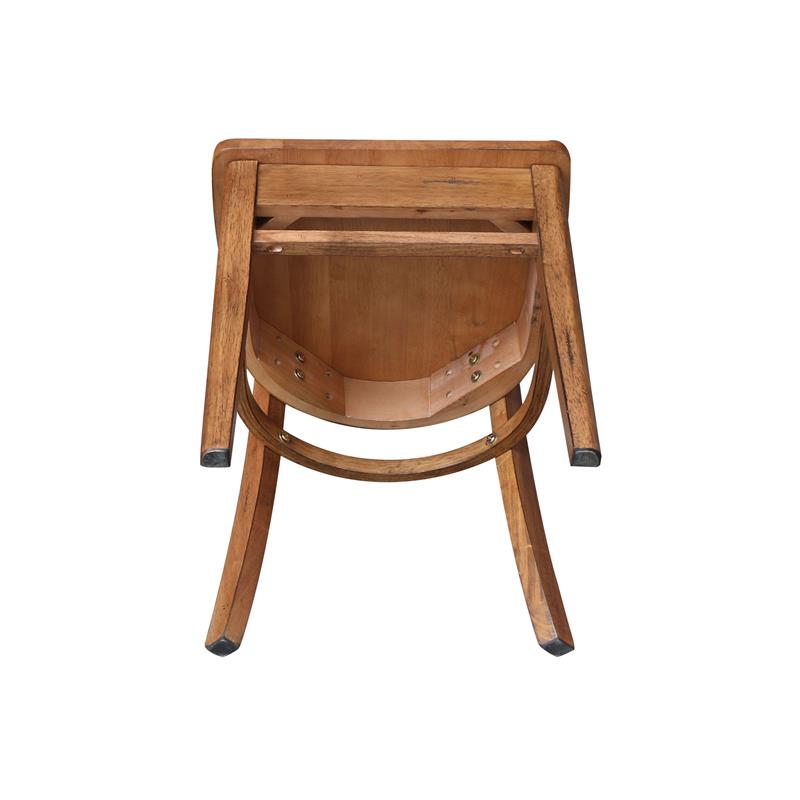 International Concepts Set of Two Solid Wood Emily Side Chairs Distressed Oak