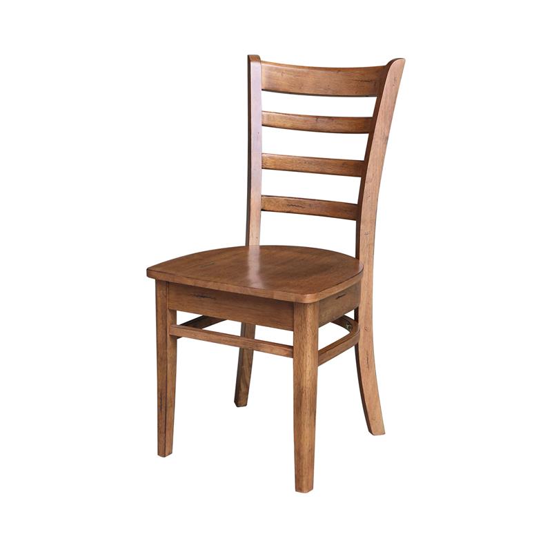 International Concepts Set of Two Solid Wood Emily Side Chairs Distressed Oak