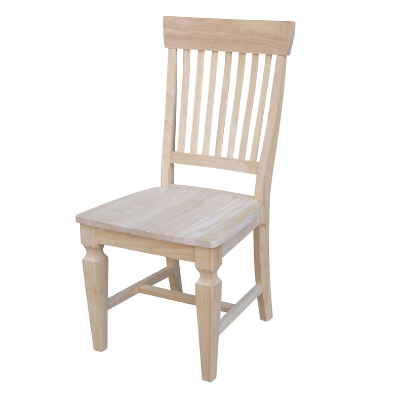 Set of Two Solid Parawood Slat Back Chairs Ready to Finish