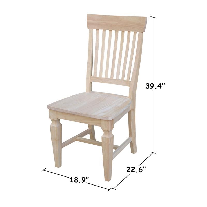 Set of Two Solid Parawood Slat Back Chairs Ready to Finish