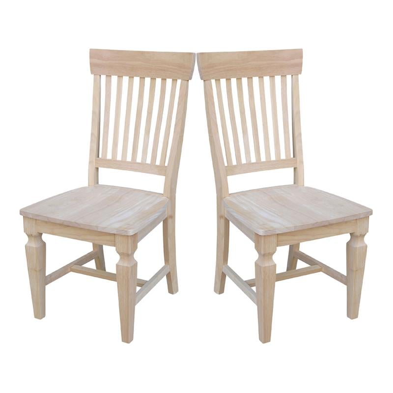 Set of Two Solid Parawood Slat Back Chairs Ready to Finish