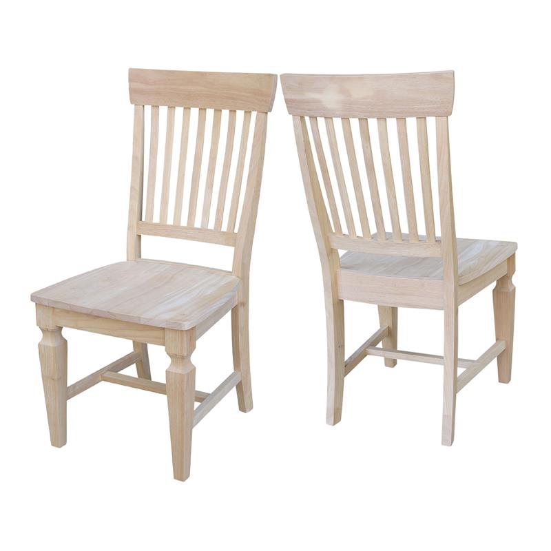 Set of Two Solid Parawood Slat Back Chairs Ready to Finish