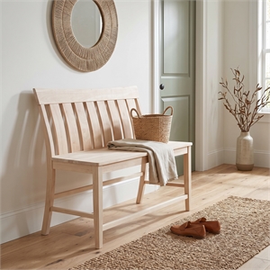 Armless Solid Wood Ava Tall Bench with a Seat Height of 24&quot in a Natural Color