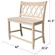 Armless Double X-Back Natural Solid Wood Bench with a Seat Height of 24