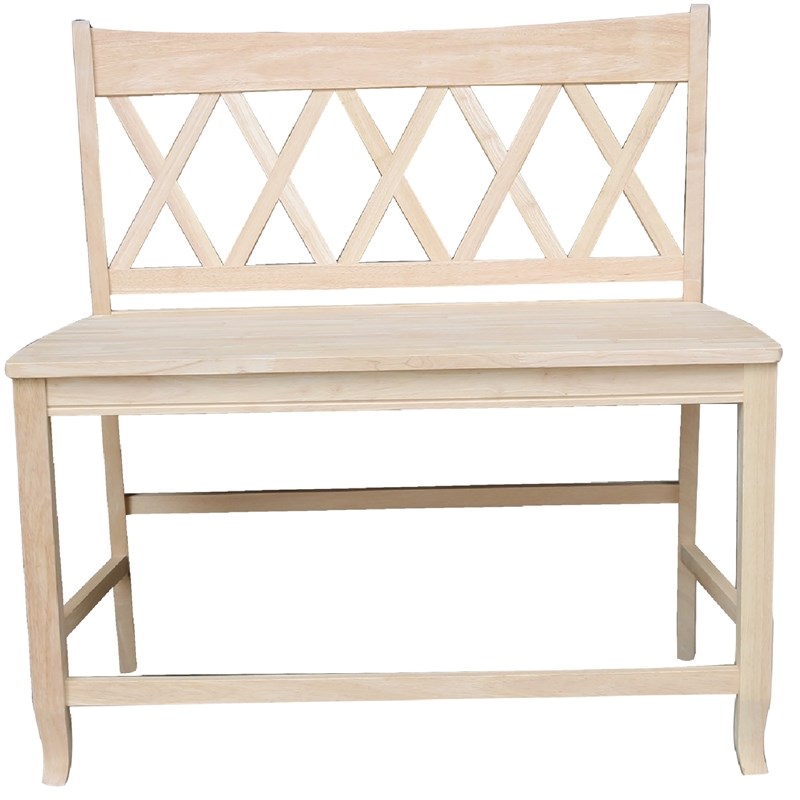 Armless Double X-Back Natural Solid Wood Bench with a Seat Height of 24