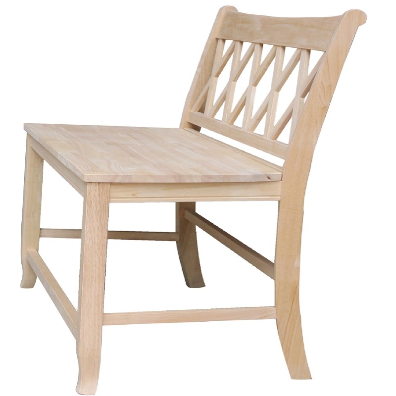 Armless Double X-Back Natural Solid Wood Bench with a Seat Height of 24