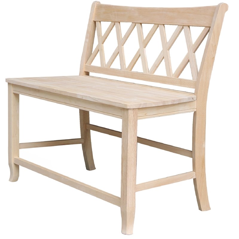 Armless Double X-Back Natural Solid Wood Bench with a Seat Height of 24