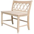 Armless Double X-Back Natural Solid Wood Bench with a Seat Height of 24