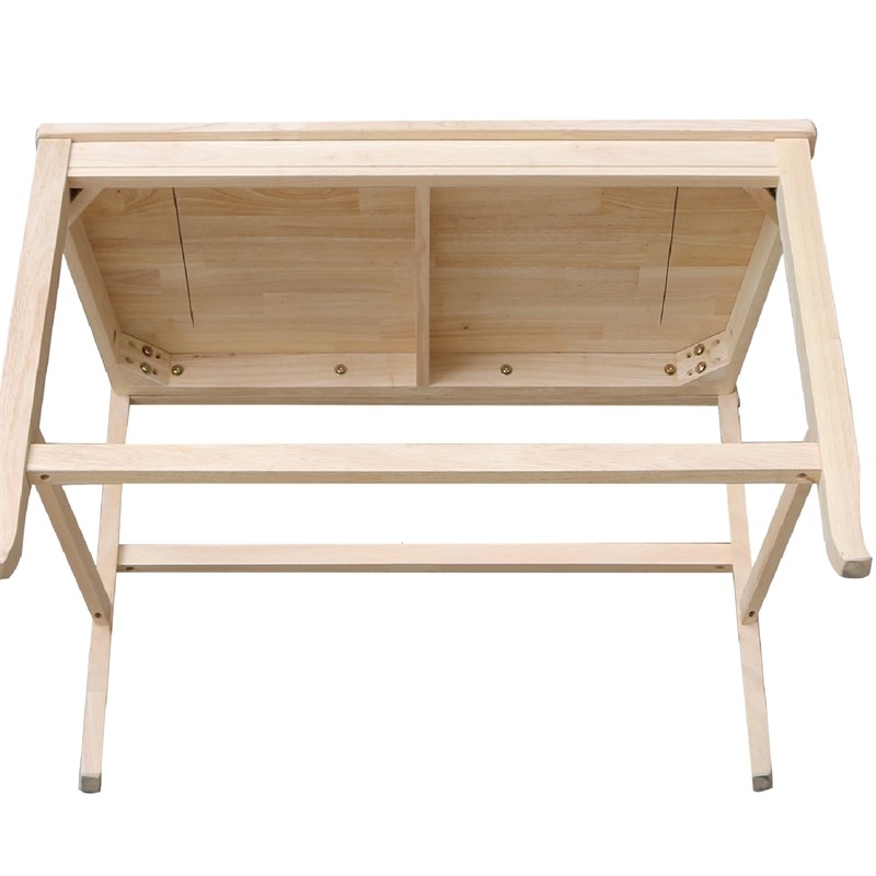 Armless Double X-Back Natural Solid Wood Bench with a Seat Height of 24