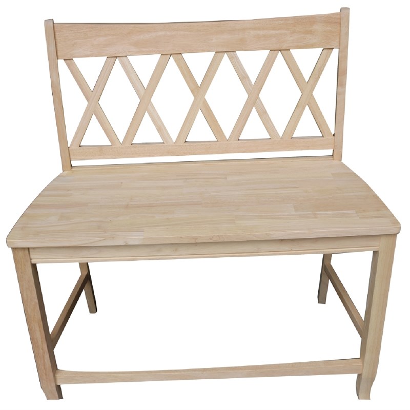 Armless Double X-Back Natural Solid Wood Bench with a Seat Height of 24