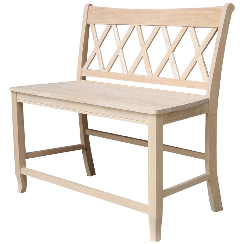 Armless Double X-Back Natural Solid Wood Bench with a Seat Height of 24