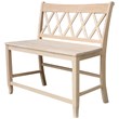 Armless Double X-Back Natural Solid Wood Bench with a Seat Height of 24