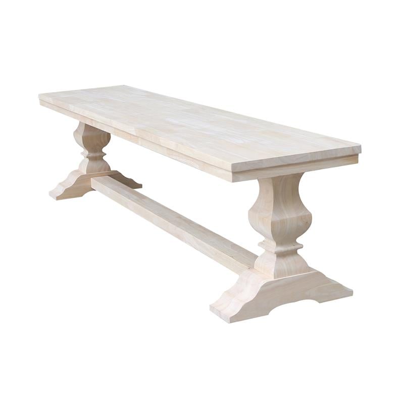 Natural Solid Wood Trestle Bench with a Seat Height of 18