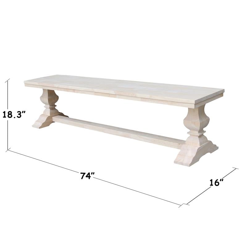 Natural Solid Wood Trestle Bench with a Seat Height of 18
