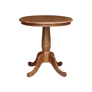 30&quot Solid Wood Round Top Pedestal Table in Distressed Oak - 29.1&quotHeight