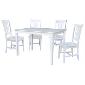 30&quot x 48&quot Solid Wood Dining Table with 4 San Remo Chairs in White - 5 Piece Set