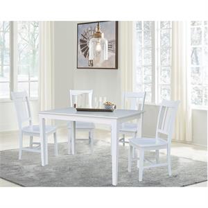 30&quot x 48&quot Solid Wood Dining Table with 4 San Remo Chairs in White - 5 Piece Set
